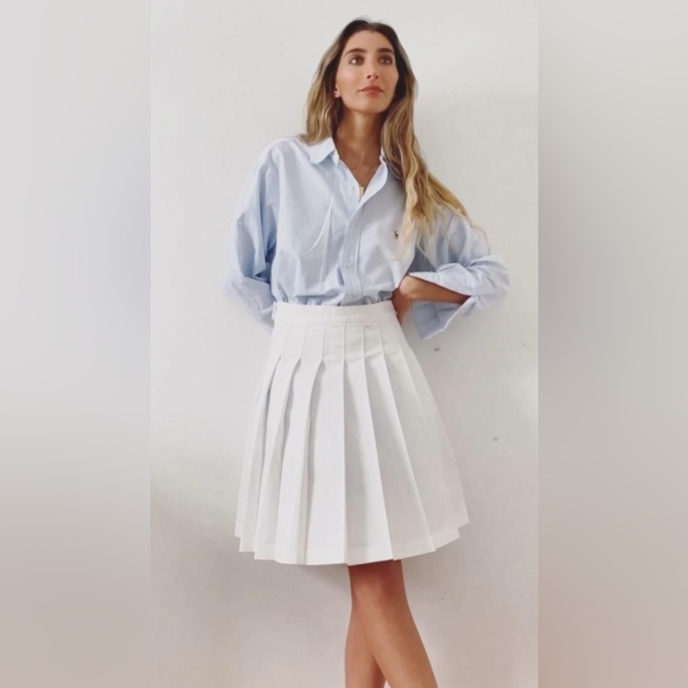 Eliyas Label Ivy White Pleated Knee Length Skirt - size XL